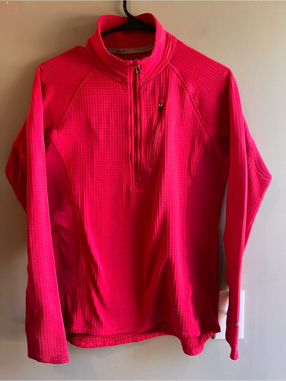 LL Bean Bright Pink Quarter-Zip Performance Pullover Small Polartec